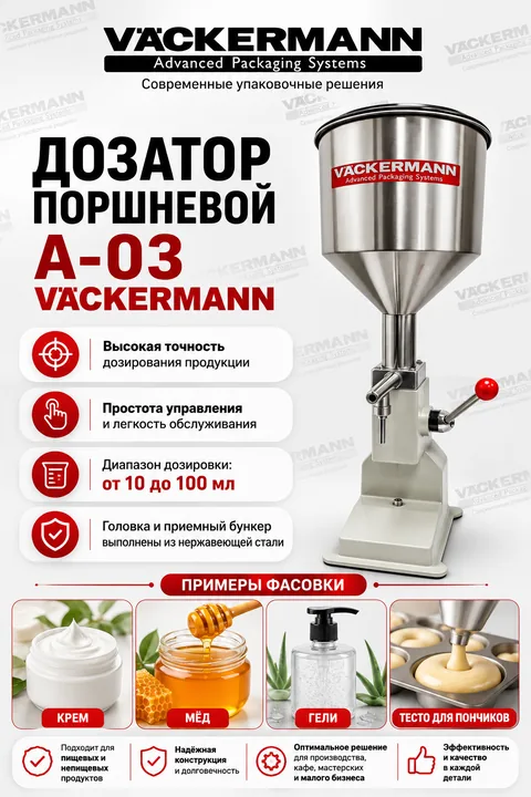 Поршневой дозатор A-03 Vackermann 10-100 мл